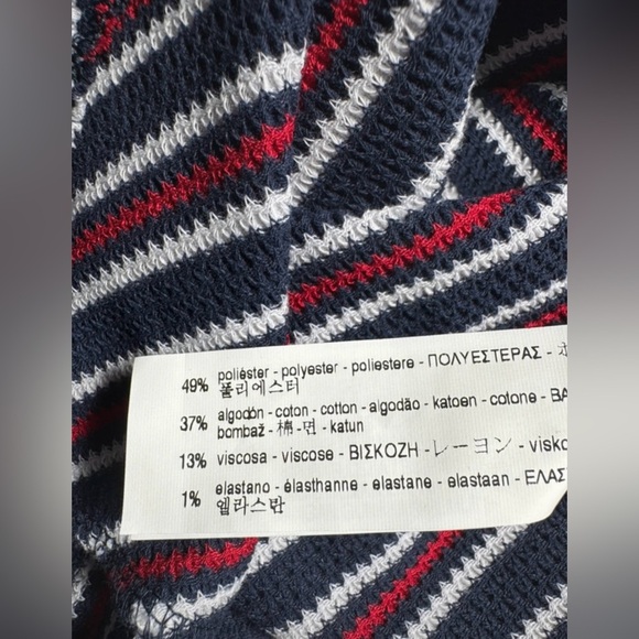 ZARA Trafaluc Striped Knit Crop Top Navy Red White Size M - Picture 5 of 5